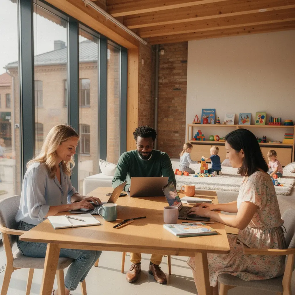 Veselības un labsajūtas pasākums, kurā ģimenes piedalās vingrošanā un aktivitātēs.